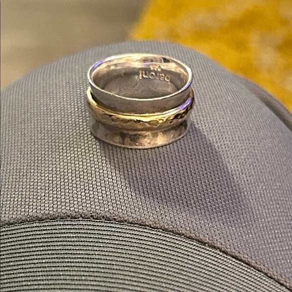 Baroni Sterling Silver Wide Ring With A Gold Band In Middle - Picture 7 of 10